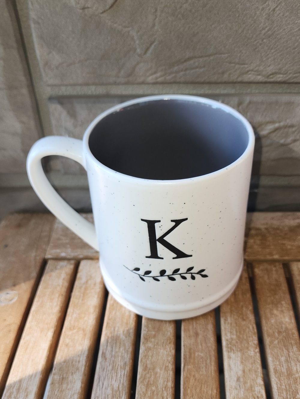 New Monogram Initial Letter Letter K Coffee Speckled White Cup Tea Ceramic Mug